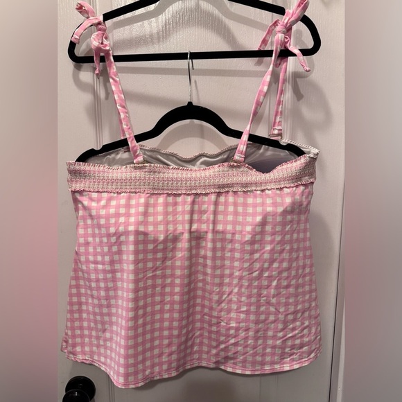 Draper James Pink and White Gingham Swimwear with Square Neckline - Picture 3 of 6